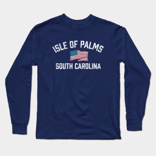 Isle of Palms Patriotic USA American Flag Vintage Long Sleeve T-Shirt